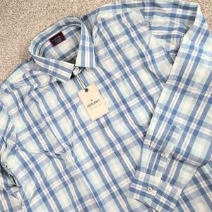 UNTUCKit XXXL Tall Turley Wrinkle Free Plaid Button Down‎ Long Sleeve Shirt Blue